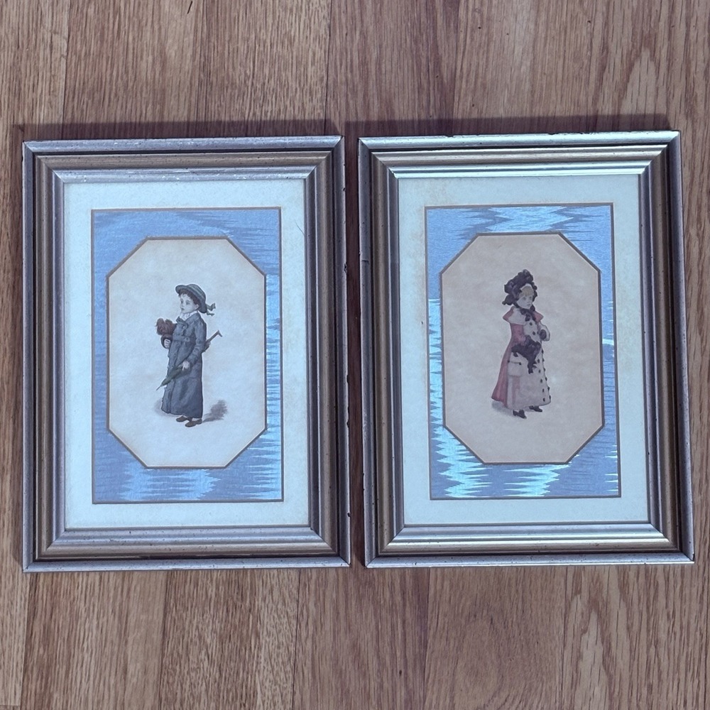 Paul B Victorius A Little American Framed Prints Pair Victorian Children Vintage